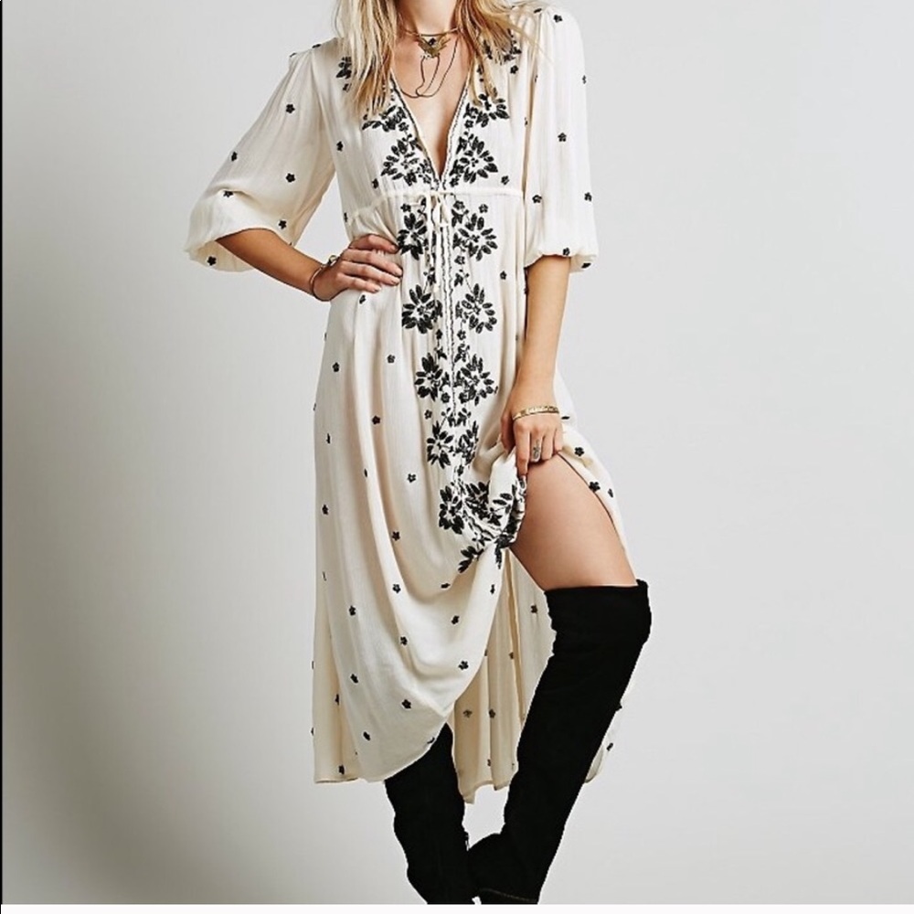 Free People Embroidered Fable Midi Dress